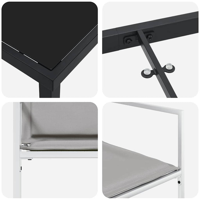 Set de masă pentru grădină 9 pcs Alb Oțel vopsit electrostatic - WALTI WALTI