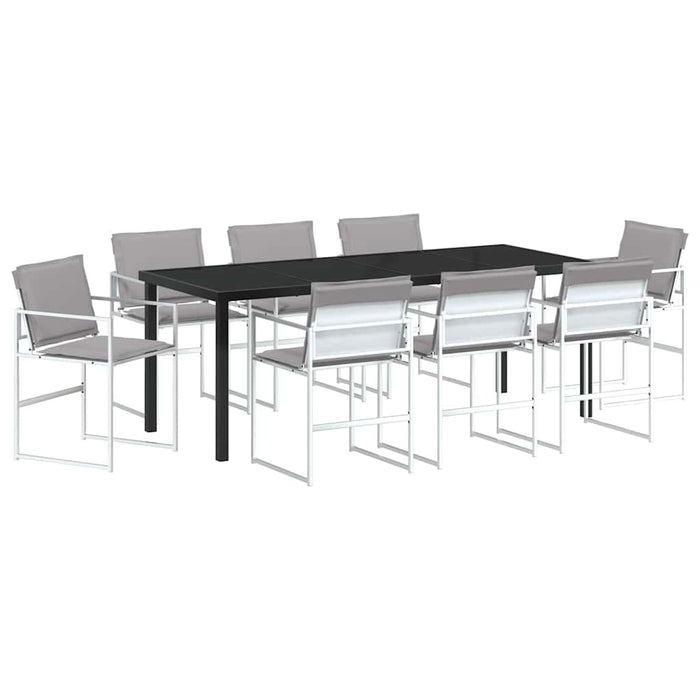 Set de masă pentru grădină 9 pcs Alb Oțel vopsit electrostatic - WALTI WALTI