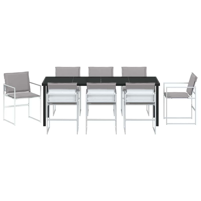 Set de masă pentru grădină 9 pcs Alb Oțel vopsit electrostatic - WALTI WALTI