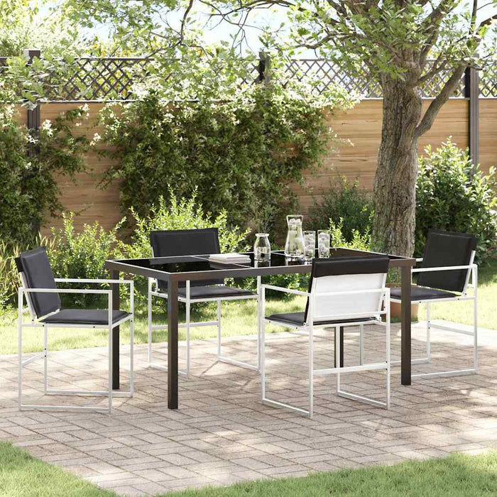 Set de masă pentru grădină 5 pcs Alb Textilene și Oțel WALTI