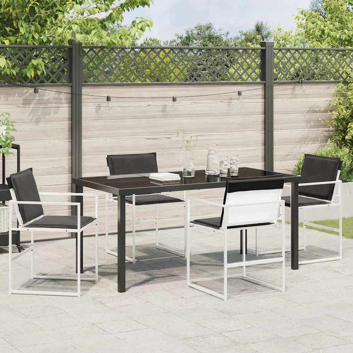 Set de masă pentru grădină 5 pcs Alb Textilene și Oțel WALTI
