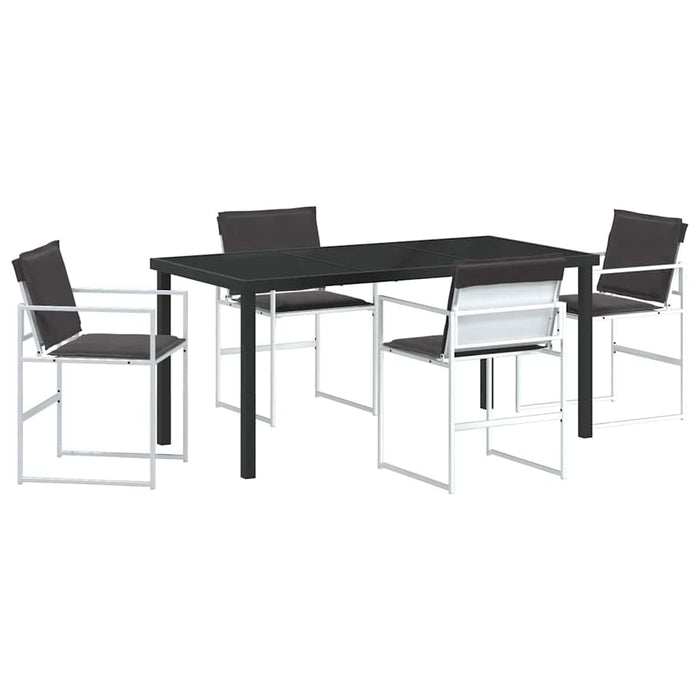 Set de masă pentru grădină 5 pcs Alb Textilene și Oțel WALTI