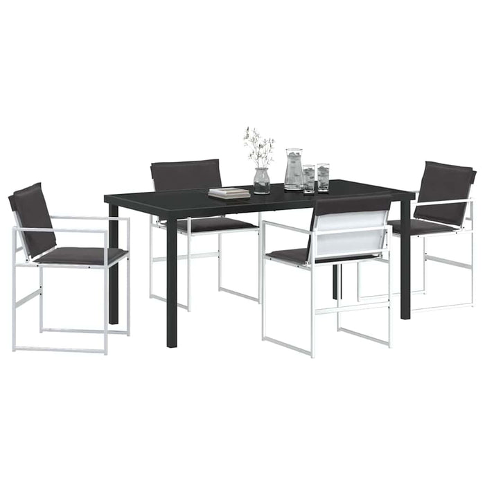 Set de masă pentru grădină 5 pcs Alb Textilene și Oțel WALTI