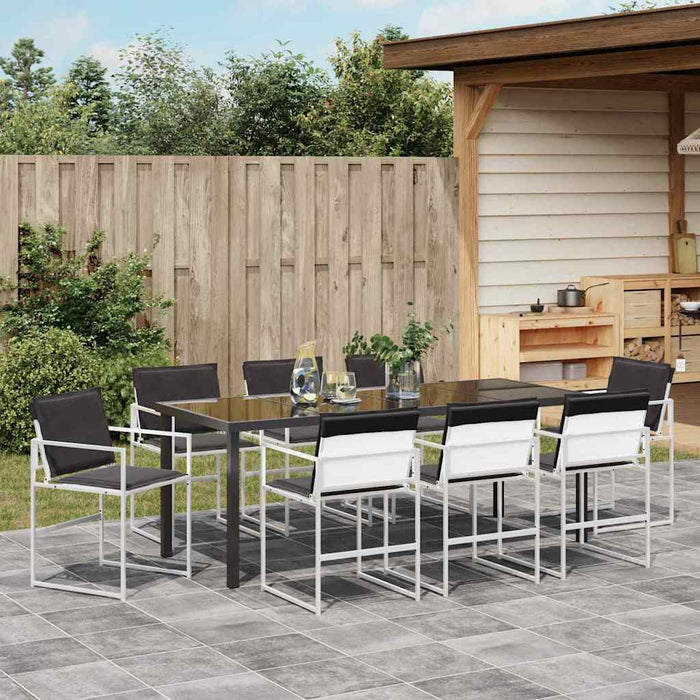 Set de masă pentru grădină 9 pcs Alb Oțel vopsit electrostatic - WALTI WALTI