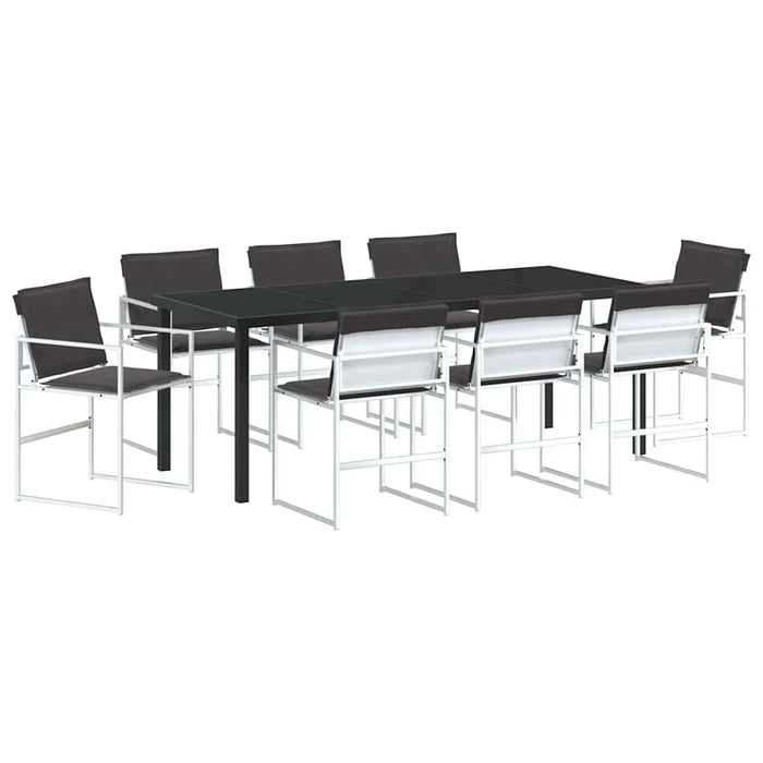 Set de masă pentru grădină 9 pcs Alb Oțel vopsit electrostatic - WALTI WALTI