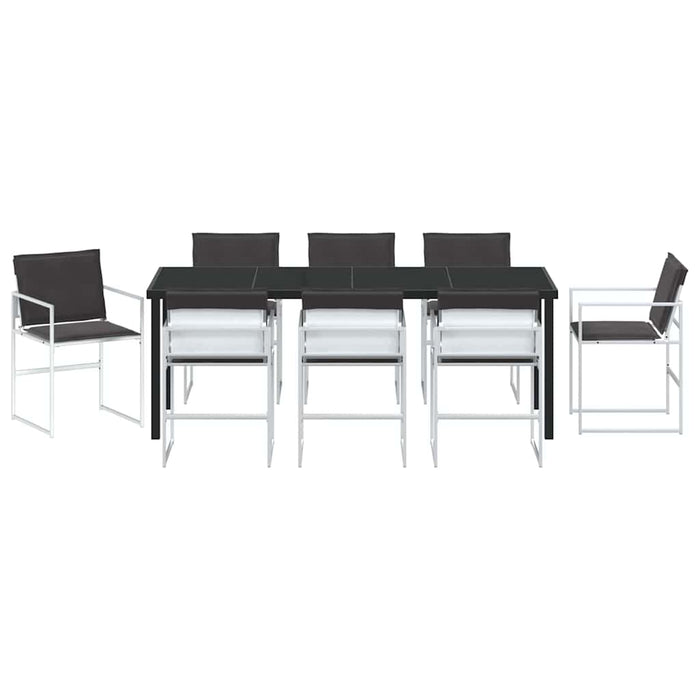 Set de masă pentru grădină 9 pcs Alb Oțel vopsit electrostatic - WALTI WALTI