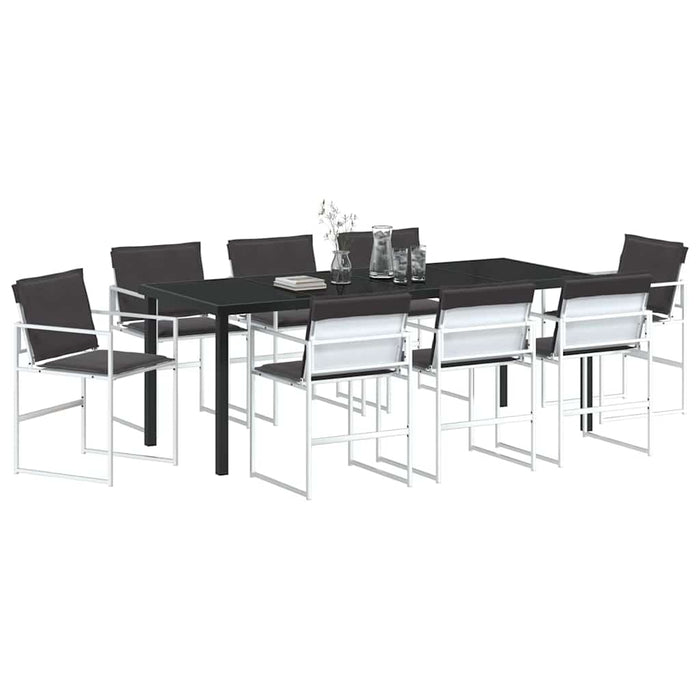 Set de masă pentru grădină 9 pcs Alb Oțel vopsit electrostatic - WALTI WALTI