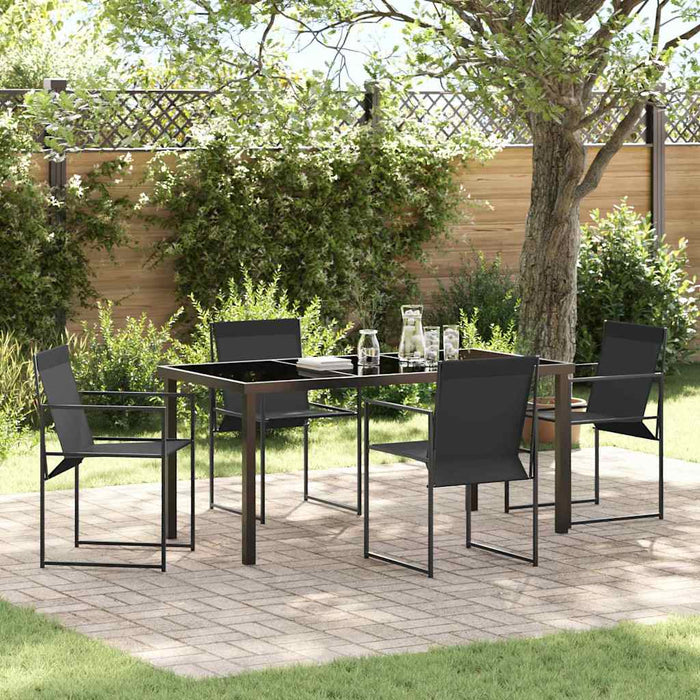 Set de masă pentru grădină 5 pcs Negru Textilene și Oțel - WALTI WALTI