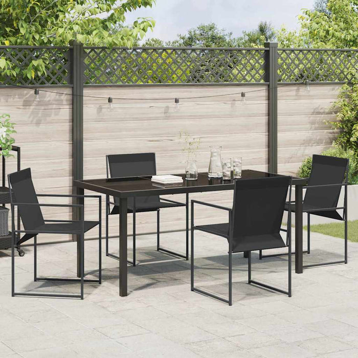 Set de masă pentru grădină 5 pcs Negru Textilene și Oțel - WALTI WALTI