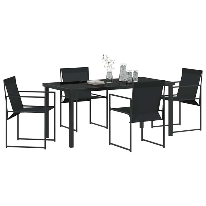 Set de masă pentru grădină 5 pcs Negru Textilene și Oțel - WALTI WALTI