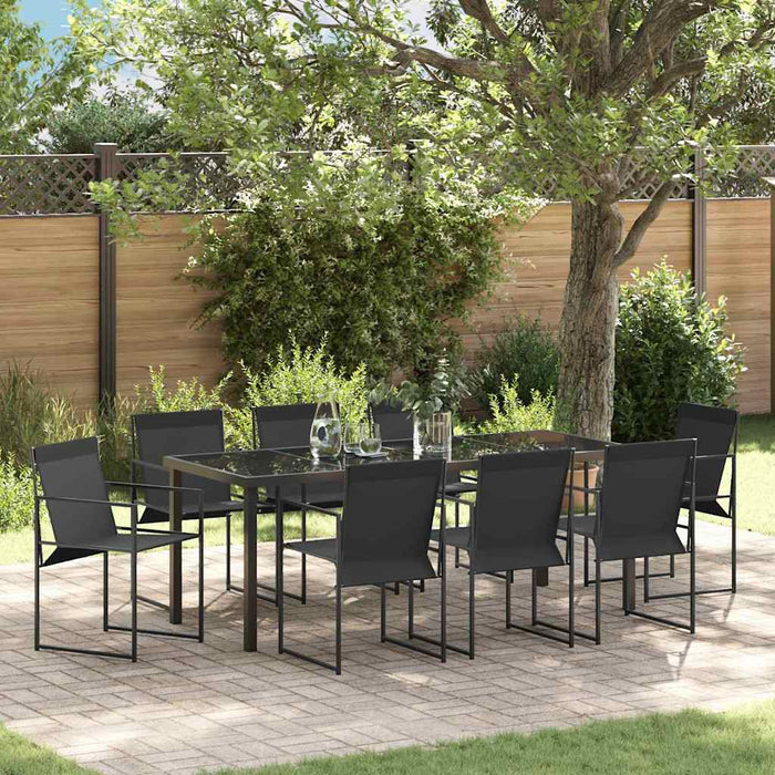 Set de masă pentru grădină 9 pcs Negru - WALTI WALTI