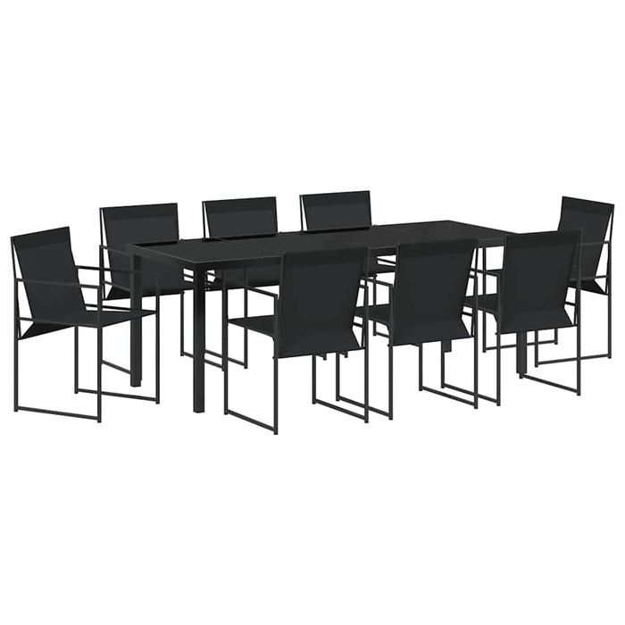 Set de masă pentru grădină 9 pcs Negru - WALTI WALTI