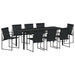 Set de masă pentru grădină 9 pcs Negru - WALTI WALTI
