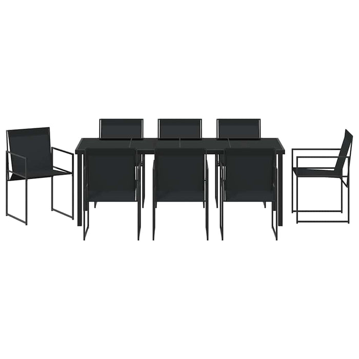 Set de masă pentru grădină 9 pcs Negru - WALTI WALTI