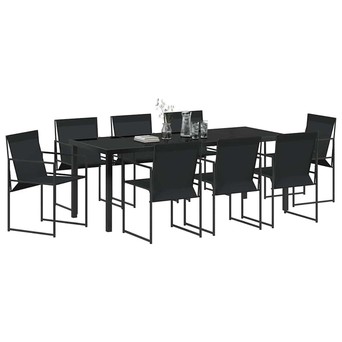 Set de masă pentru grădină 9 pcs Negru - WALTI WALTI