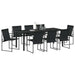 Set de masă pentru grădină 9 pcs Negru - WALTI WALTI