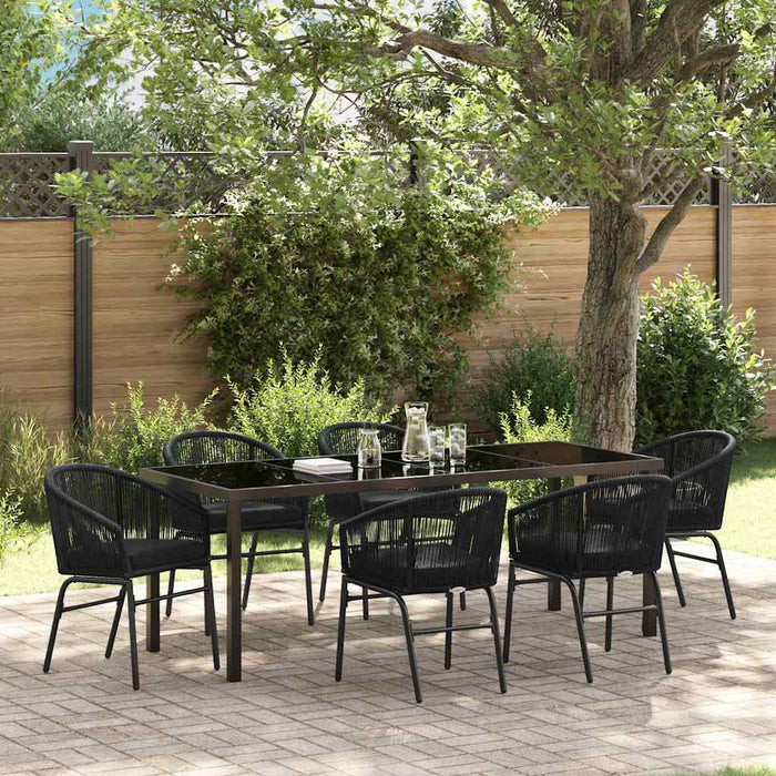 Set de masă pentru grădină 7 pcs Negru - WALTI WALTI