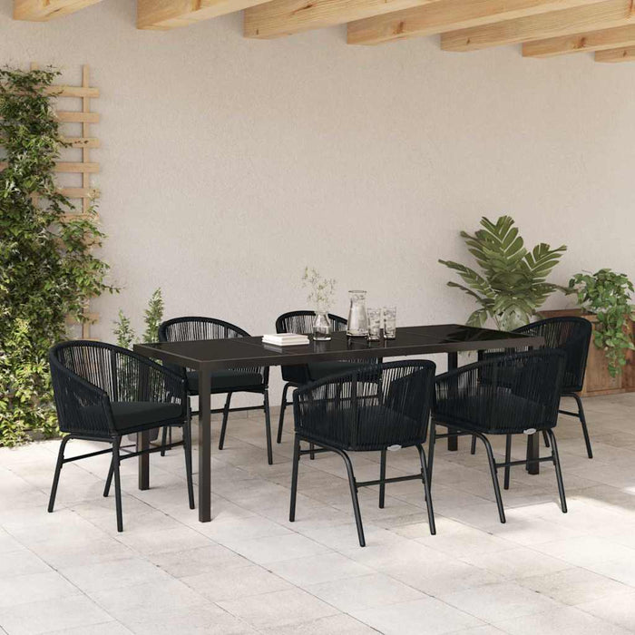 Set de masă pentru grădină 7 pcs Negru - WALTI WALTI