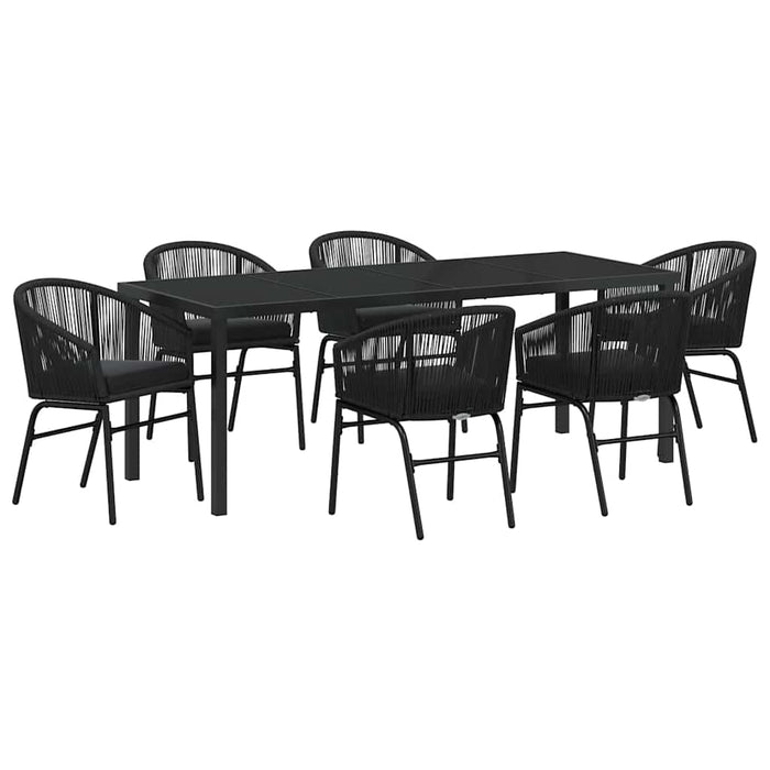 Set de masă pentru grădină 7 pcs Negru - WALTI WALTI