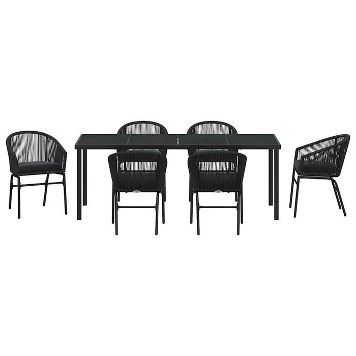 Set de masă pentru grădină 7 pcs Negru - WALTI WALTI