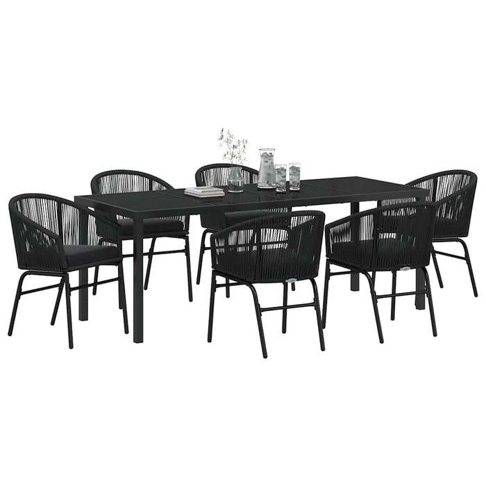 Set de masă pentru grădină 7 pcs Negru - WALTI WALTI