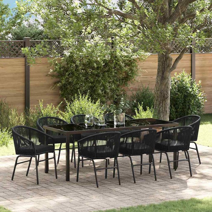 Set de masă pentru grădină 9 pcs Negru - WALTI WALTI