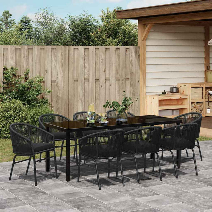 Set de masă pentru grădină 9 pcs Negru - WALTI WALTI
