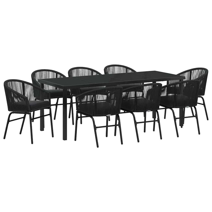 Set de masă pentru grădină 9 pcs Negru - WALTI WALTI