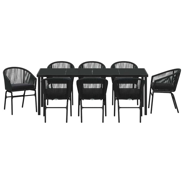 Set de masă pentru grădină 9 pcs Negru - WALTI WALTI