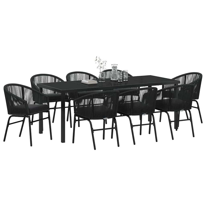 Set de masă pentru grădină 9 pcs Negru - WALTI WALTI