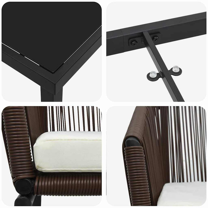 Set de masă pentru grădină 7 pcs Maro Oțel vopsit electrostatic - WALTI WALTI