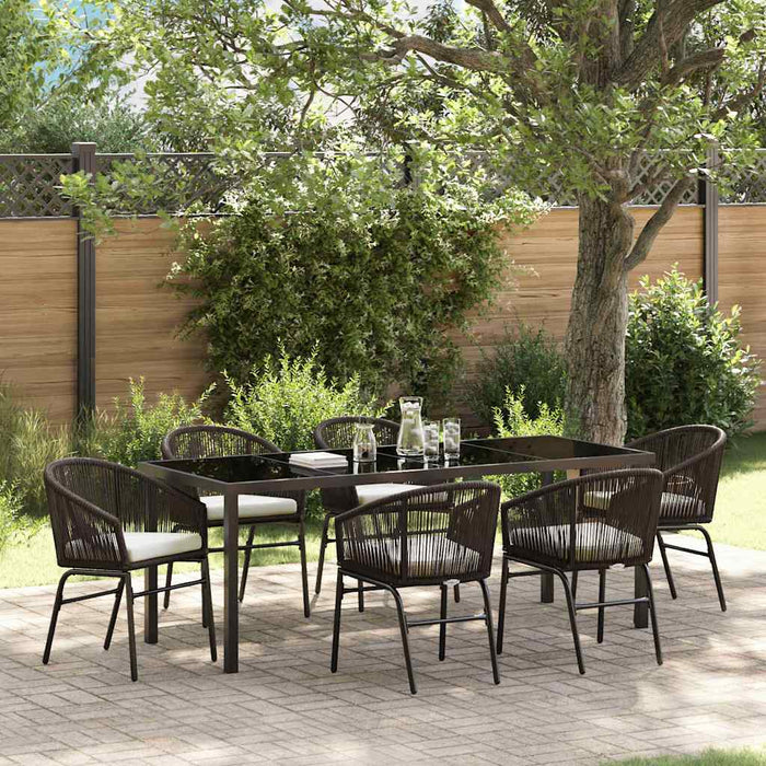 Set de masă pentru grădină 7 pcs Maro Oțel vopsit electrostatic - WALTI WALTI