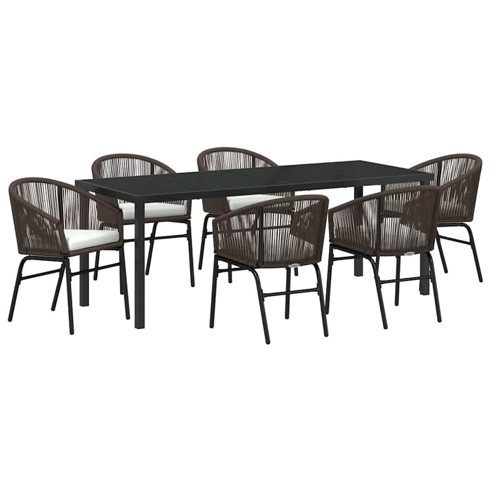 Set de masă pentru grădină 7 pcs Maro Oțel vopsit electrostatic - WALTI WALTI