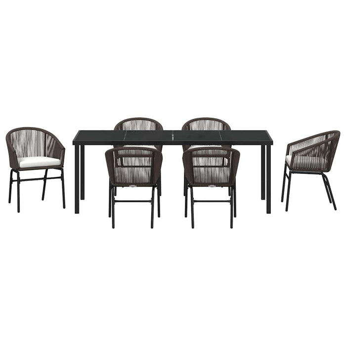Set de masă pentru grădină 7 pcs Maro Oțel vopsit electrostatic - WALTI WALTI