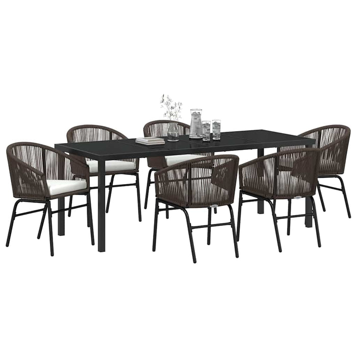 Set de masă pentru grădină 7 pcs Maro Oțel vopsit electrostatic - WALTI WALTI