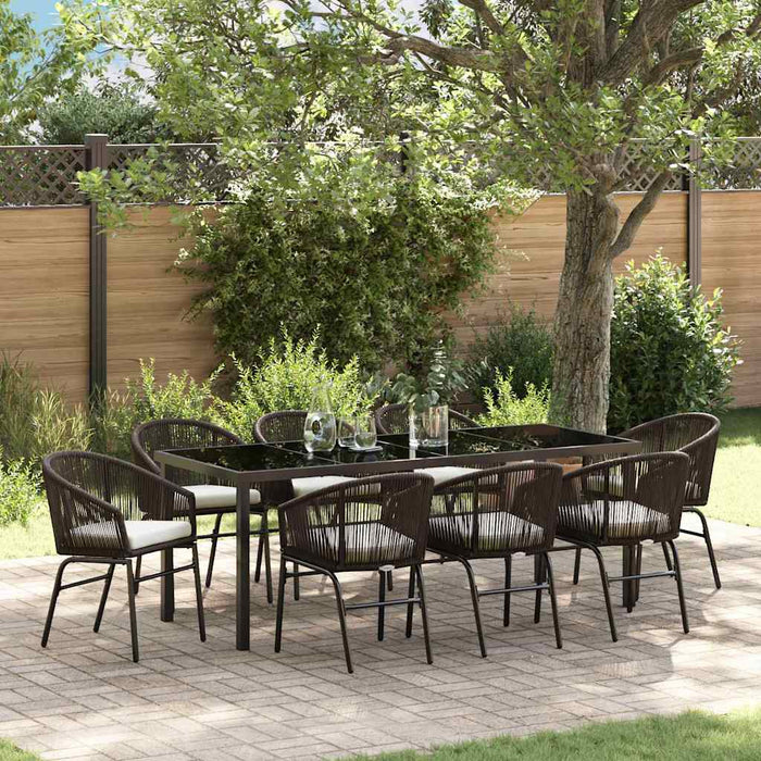 Set de masă pentru grădină 9 pcs Maro Oțel vopsit electrostatic - WALTI WALTI