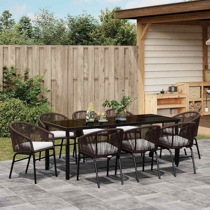 Set de masă pentru grădină 9 pcs Maro Oțel vopsit electrostatic - WALTI WALTI