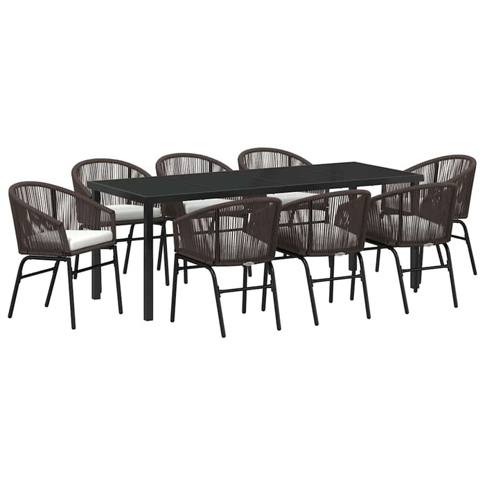 Set de masă pentru grădină 9 pcs Maro Oțel vopsit electrostatic - WALTI WALTI