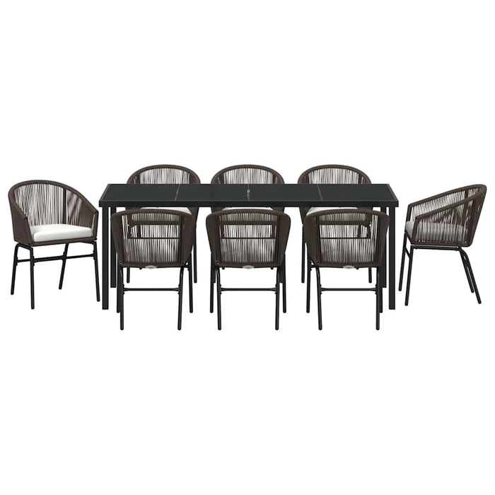 Set de masă pentru grădină 9 pcs Maro Oțel vopsit electrostatic - WALTI WALTI