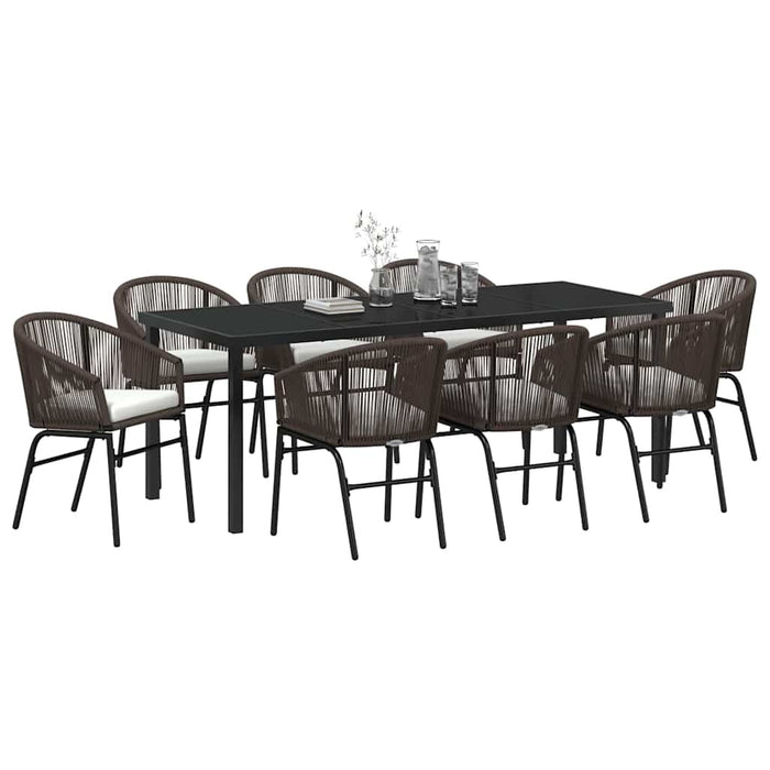 Set de masă pentru grădină 9 pcs Maro Oțel vopsit electrostatic - WALTI WALTI