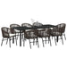 Set de masă pentru grădină 9 pcs Maro Oțel vopsit electrostatic - WALTI WALTI