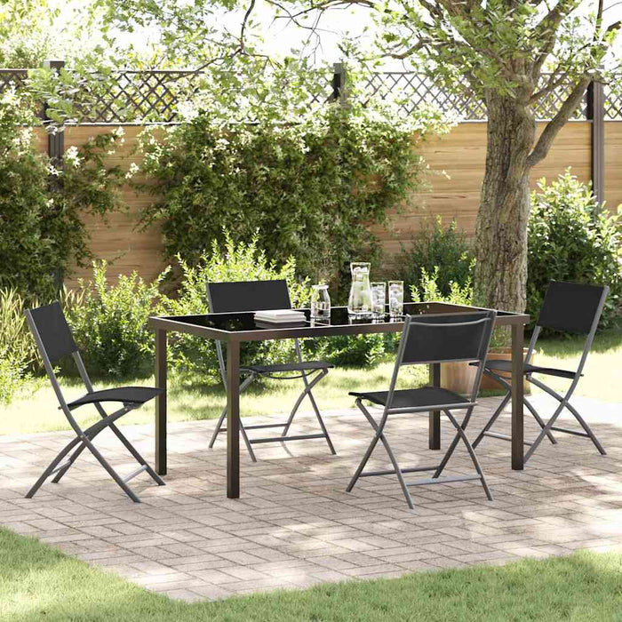 Set de masă pentru grădină 5 pcs Negru - WALTI WALTI
