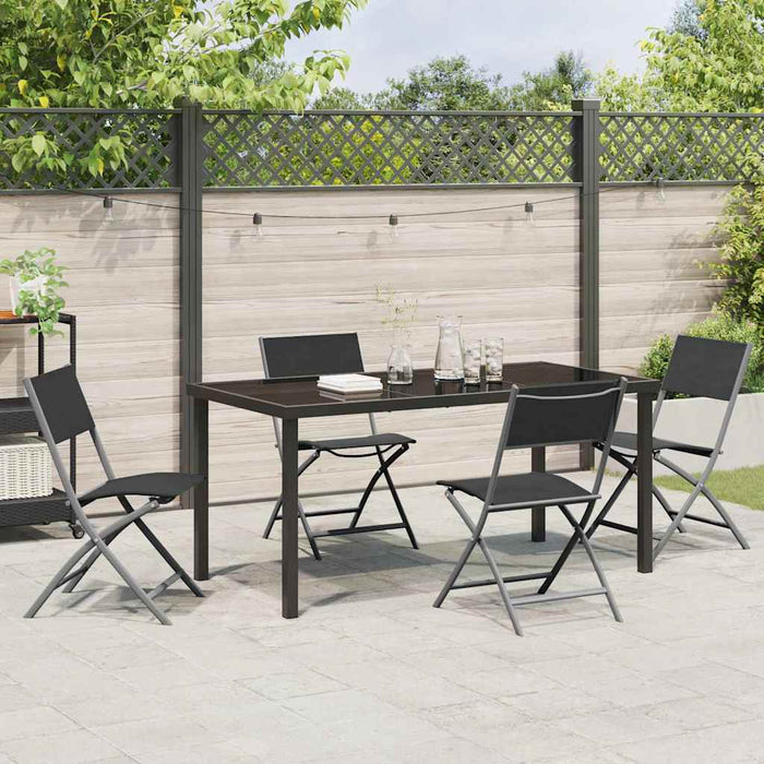 Set de masă pentru grădină 5 pcs Negru - WALTI WALTI
