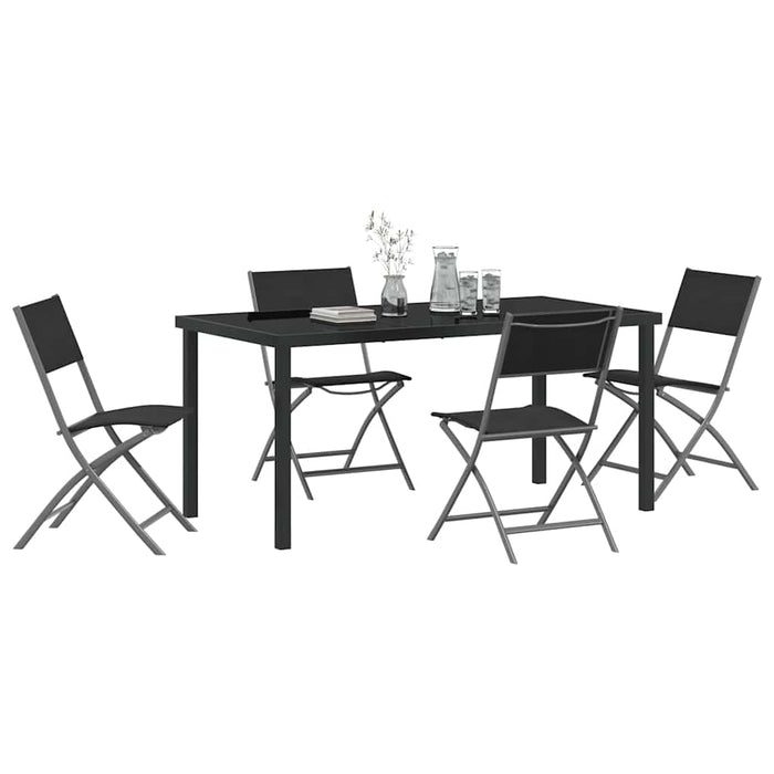 Set de masă pentru grădină 5 pcs Negru - WALTI WALTI