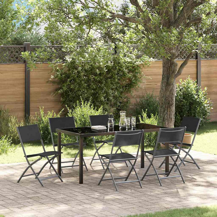 Set de masă pentru grădină 7 pcs Negru - WALTI WALTI