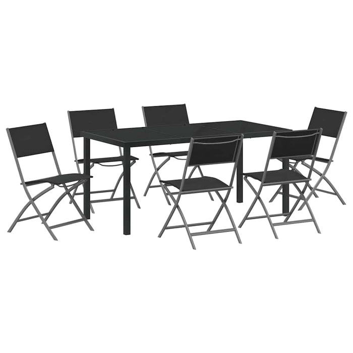 Set de masă pentru grădină 7 pcs Negru - WALTI WALTI