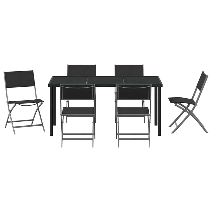 Set de masă pentru grădină 7 pcs Negru - WALTI WALTI