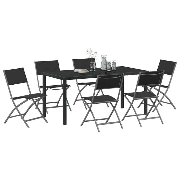 Set de masă pentru grădină 7 pcs Negru - WALTI WALTI