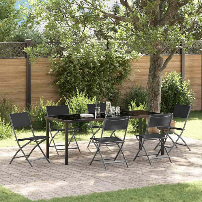 Set de masă pentru grădină 7 pcs Negru - WALTI WALTI
