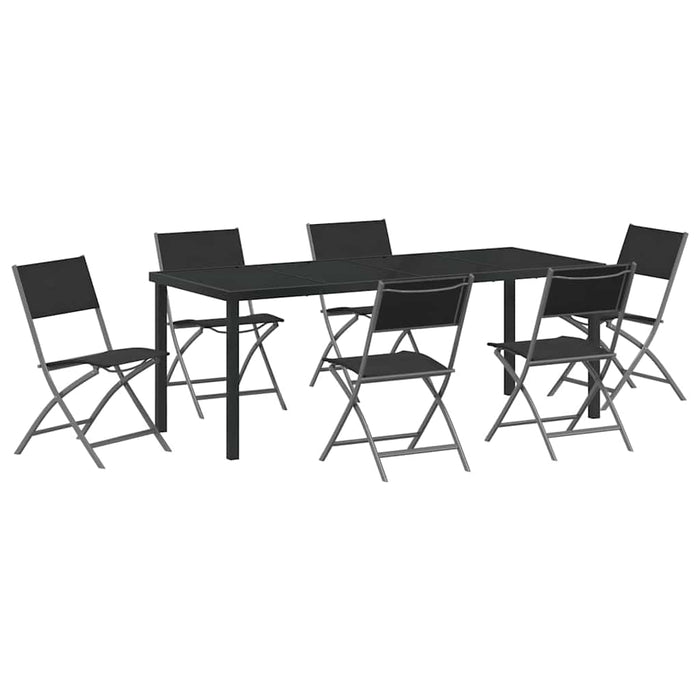 Set de masă pentru grădină 7 pcs Negru - WALTI WALTI